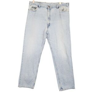 VTG Levis 540 Jeans Mens 42X32 Light Wash Denim Brown Tab Relaxed Fit Distressed